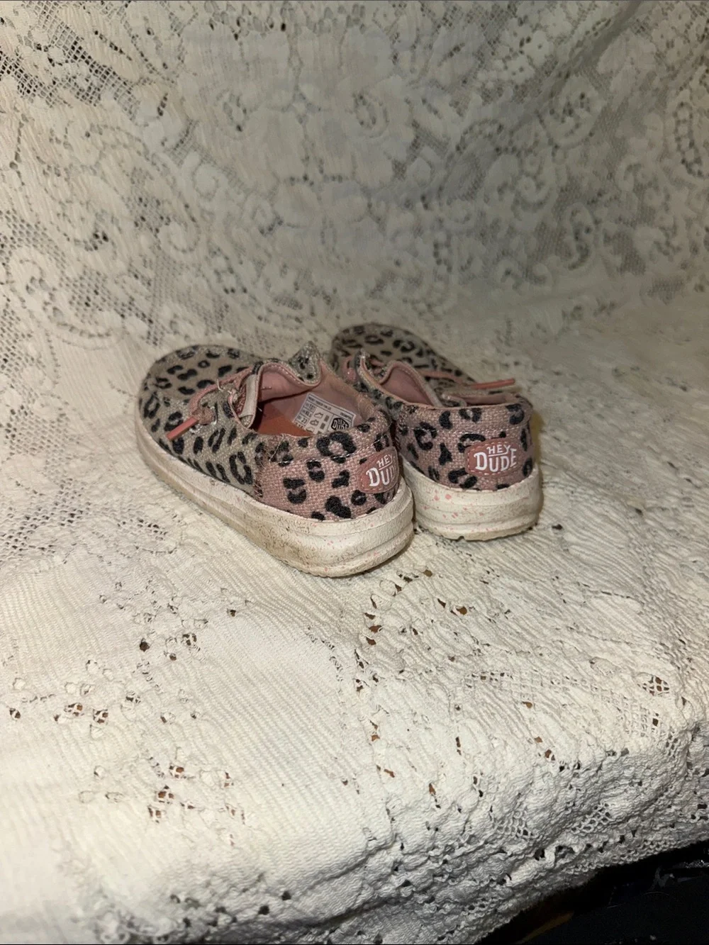 Hey Dude Girls' Leopard Moccasins in Tan and Pink Trim